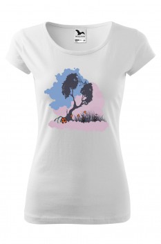 Tricou imprimat Nature Silhouettes, pentru femei, alb, 100% bumbac