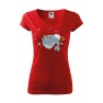 Tricou imprimat Space Whale, pentru femei, rosu, 100% bumbac