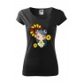 Tricou imprimat Sunflower Girl, pentru femei, negru, 100% bumbac