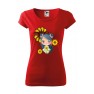 Tricou imprimat Sunflower Girl, pentru femei, rosu, 100% bumbac