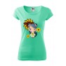 Tricou imprimat Sunflower Girl, pentru femei, verde menta, 100% bumbac