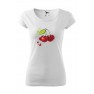 Tricou imprimat Watercolour Cherries, pentru femei, alb, 100% bumbac