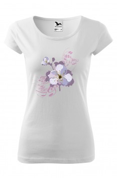 Tricou imprimat Blossoming Music, pentru femei, alb, 100% bumbac