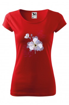 Tricou imprimat Blossoming Music, pentru femei, rosu, 100% bumbac