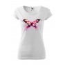 Tricou imprimat Butterfly Splash, pentru femei, alb, 100% bumbac