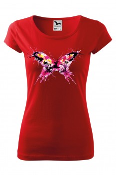 Tricou imprimat Butterfly Splash, pentru femei, rosu, 100% bumbac