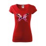 Tricou imprimat Butterfly Splash, pentru femei, rosu, 100% bumbac