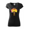 Tricou imprimat Colourful Tree, pentru femei, negru, 100% bumbac