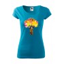 Tricou imprimat Colourful Tree, pentru femei, turcoaz, 100% bumbac