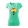 Tricou imprimat Colourful Tree, pentru femei, verde menta, 100% bumbac