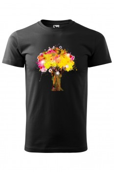 Tricou imprimat Colourful Tree, pentru barbati, negru, 100% bumbac