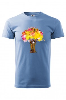 Tricou imprimat Colourful Tree, pentru barbati, albastru deschis, 100% bumbac