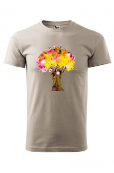 Tricou imprimat Colourful Tree, pentru barbati, gri ice, 100% bumbac