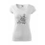 Tricou imprimat Hand Drawn Rose, pentru femei, alb, 100% bumbac