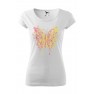 Tricou imprimat Abstract Butterfly, pentru femei, alb, 100% bumbac