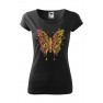 Tricou imprimat Abstract Butterfly, pentru femei, negru, 100% bumbac