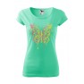 Tricou imprimat Abstract Butterfly, pentru femei, verde menta, 100% bumbac