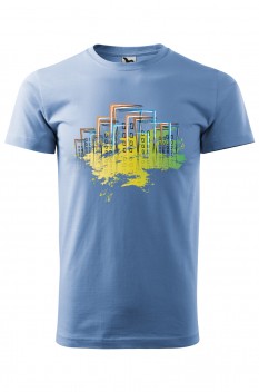 Tricou imprimat Abstract City, pentru barbati, albastru deschis, 100% bumbac