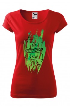 Tricou imprimat Be Brave, pentru femei, rosu, 100% bumbac