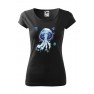 Tricou imprimat Blue Jellyfish, pentru femei, negru, 100% bumbac