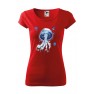 Tricou imprimat Blue Jellyfish, pentru femei, rosu, 100% bumbac