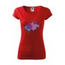 Tricou imprimat Heart Kiss, pentru femei, rosu, 100% bumbac