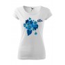 Tricou imprimat Blue Mimosa, pentru femei, alb, 100% bumbac