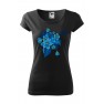 Tricou imprimat Blue Mimosa, pentru femei, negru, 100% bumbac