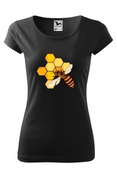 Tricou imprimat Honey, pentru femei, negru, 100% bumbac