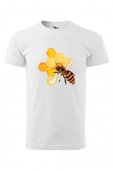 Tricou imprimat Honey, pentru barbati, alb, 100% bumbac