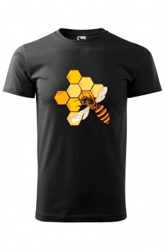 Tricou imprimat Honey, pentru barbati, negru, 100% bumbac
