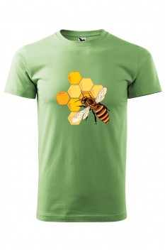 Tricou imprimat Honey, pentru barbati, verde iarba, 100% bumbac