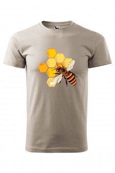 Tricou imprimat Honey, pentru barbati, gri ice, 100% bumbac
