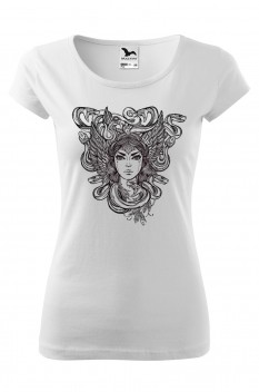 Tricou imprimat Medusa, pentru femei, alb, 100% bumbac