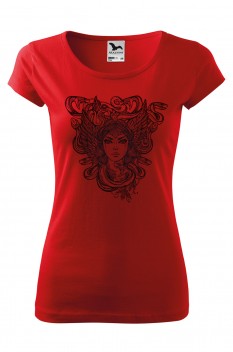 Tricou imprimat Medusa, pentru femei, rosu, 100% bumbac