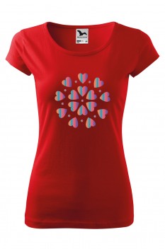 Tricou imprimat Flower Heart, pentru femei, rosu, 100% bumbac