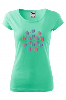 Tricou imprimat Flower Heart, pentru femei, verde menta, 100% bumbac