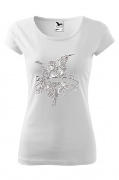 Tricou imprimat Abstract Angel, pentru femei, alb, 100% bumbac