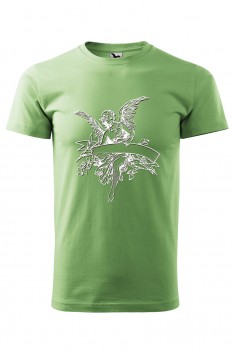 Tricou imprimat Abstract Angel, pentru barbati, verde iarba, 100% bumbac