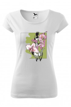 Tricou imprimat Floral Print, pentru femei, alb, 100% bumbac
