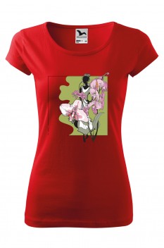 Tricou imprimat Floral Print, pentru femei, rosu, 100% bumbac