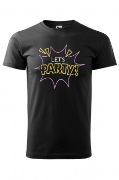 Tricou imprimat Let's Party, pentru barbati, negru, 100% bumbac