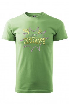 Tricou imprimat Let's Party, pentru barbati, verde iarba, 100% bumbac