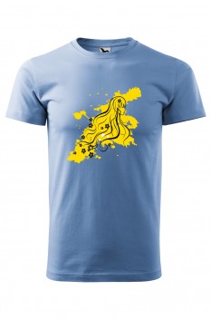 Tricou imprimat Lady in Yellow, pentru barbati, albastru deschis, 100% bumbac