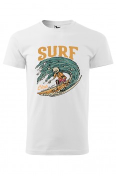 Tricou imprimat Surf Club, pentru barbati, alb, 100% bumbac