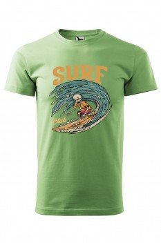 Tricou imprimat Surf Club, pentru barbati, verde iarba, 100% bumbac