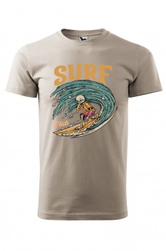 Tricou imprimat Surf Club, pentru barbati, gri ice, 100% bumbac