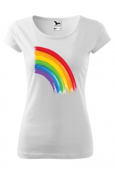 Tricou imprimat Rainbow, pentru femei, alb, 100% bumbac