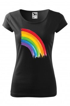 Tricou imprimat Rainbow, pentru femei, negru, 100% bumbac