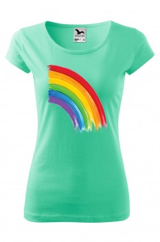 Tricou imprimat Rainbow, pentru femei, verde menta, 100% bumbac